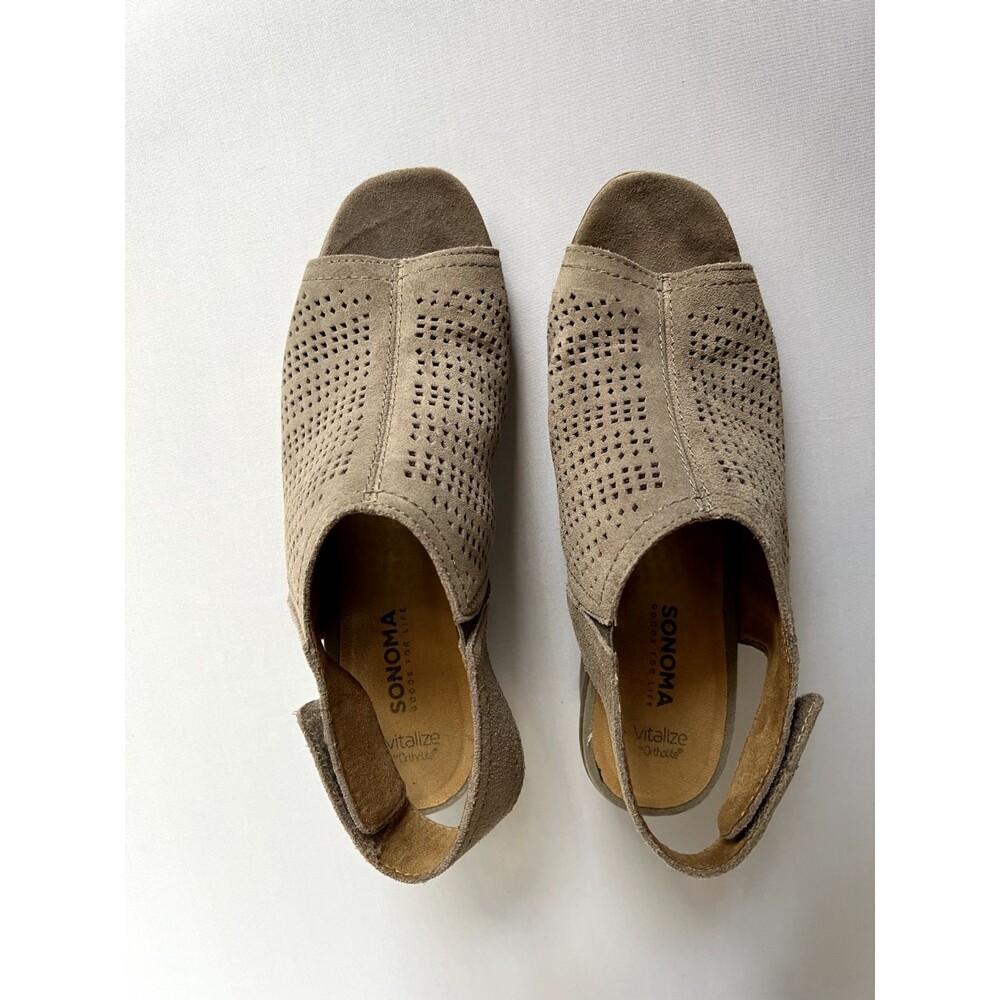 Sonoma Goods Vitalize Ortholite Open Toe Sandals Gray Ladies 9M Boho - Picture 2 of 7